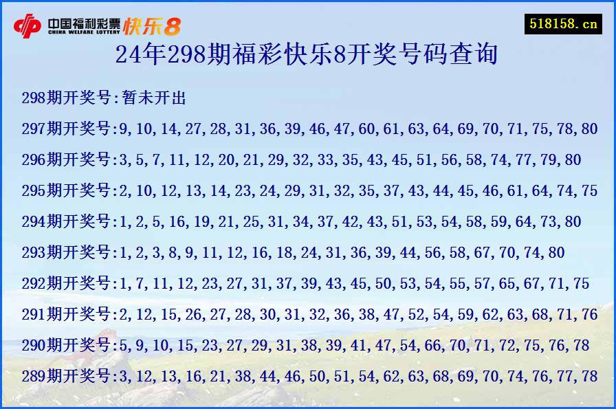 24年298期福彩快乐8开奖号码查询