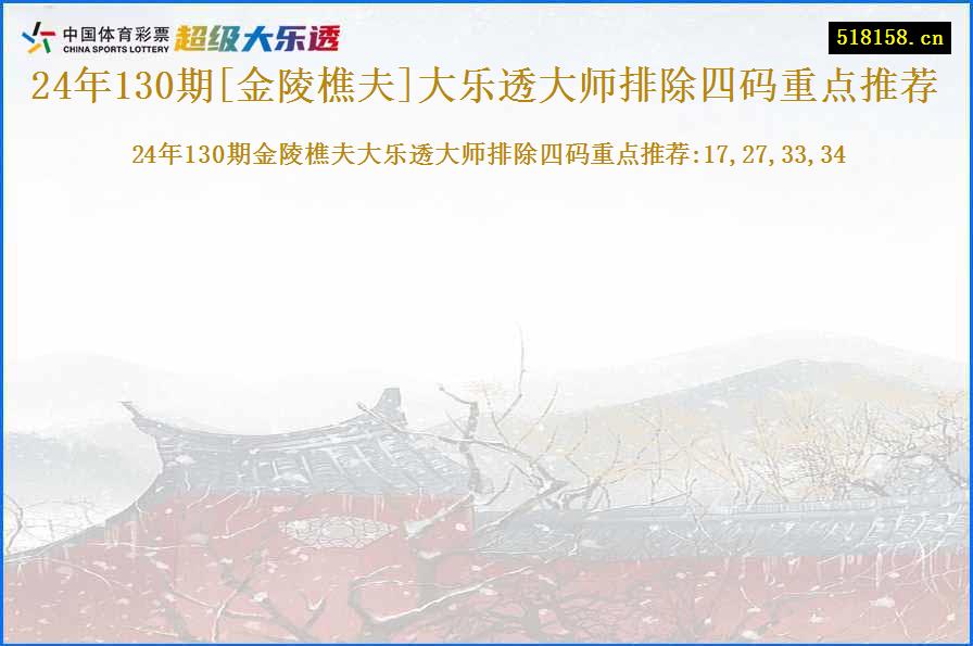 24年130期[金陵樵夫]大乐透大师排除四码重点推荐