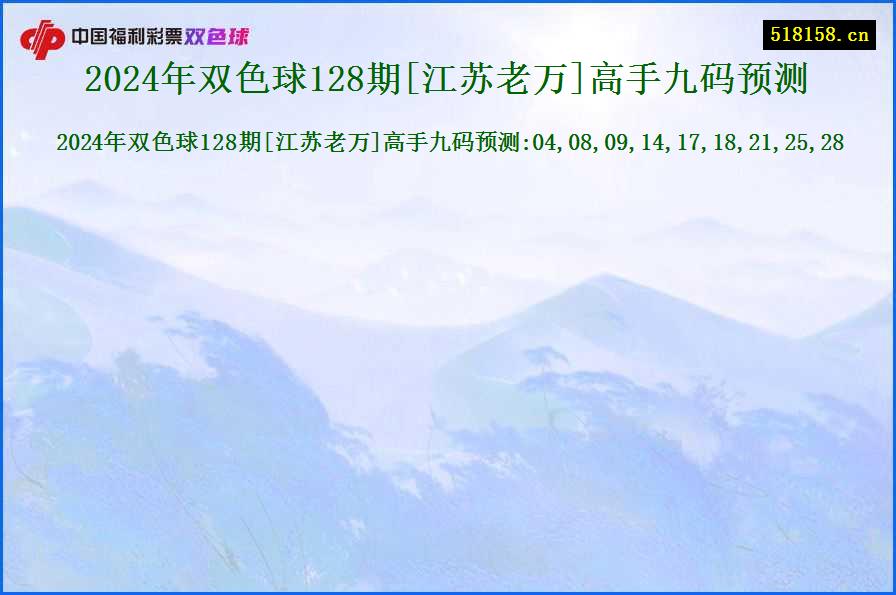 2024年双色球128期[江苏老万]高手九码预测