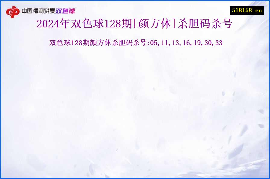 2024年双色球128期[颜方休]杀胆码杀号