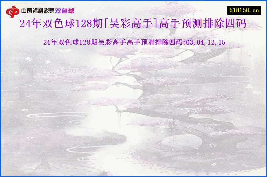 24年双色球128期[吴彩高手]高手预测排除四码