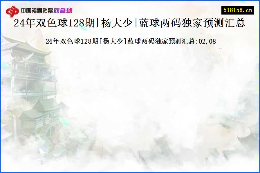 24年双色球128期[杨大少]蓝球两码独家预测汇总