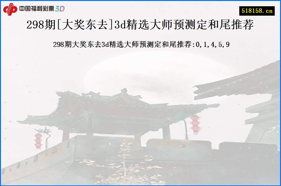 298期[大奖东去]3d精选大师预测定和尾推荐