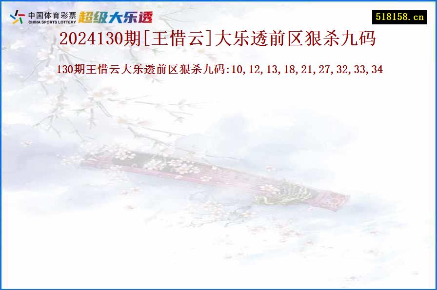 2024130期[王惜云]大乐透前区狠杀九码