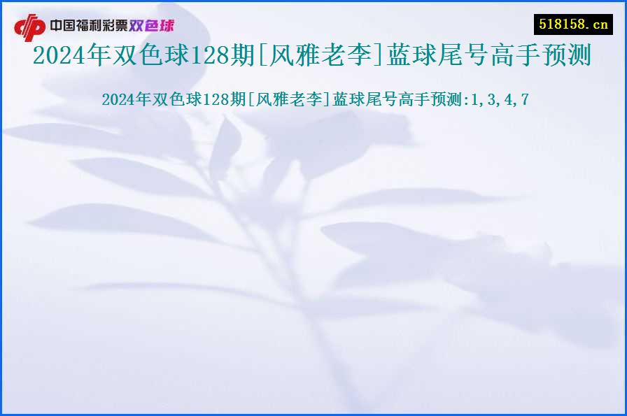 2024年双色球128期[风雅老李]蓝球尾号高手预测