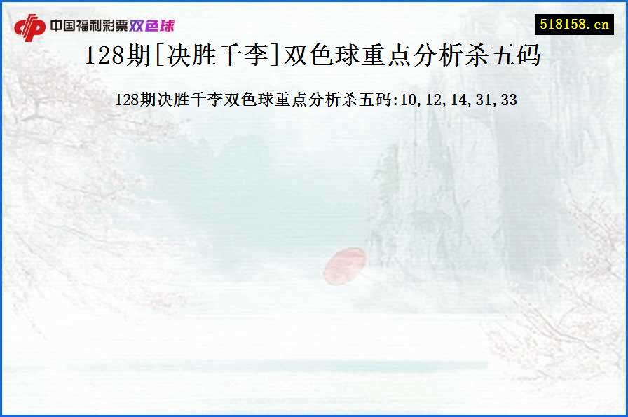 128期[决胜千李]双色球重点分析杀五码