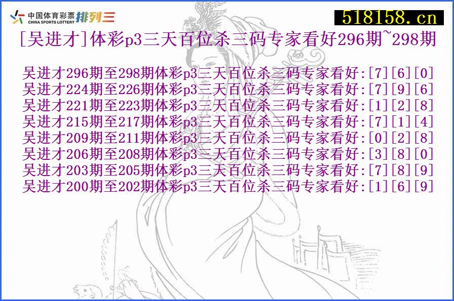 [吴进才]体彩p3三天百位杀三码专家看好296期~298期