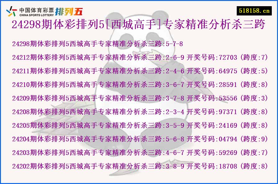 24298期体彩排列5[西城高手]专家精准分析杀三跨