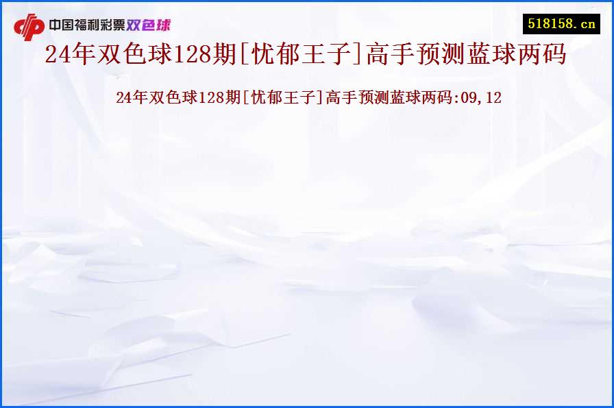 24年双色球128期[忧郁王子]高手预测蓝球两码