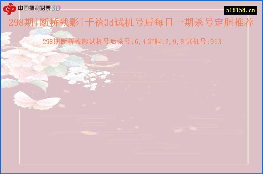 298期[断桥残影]千禧3d试机号后每日一期杀号定胆推荐