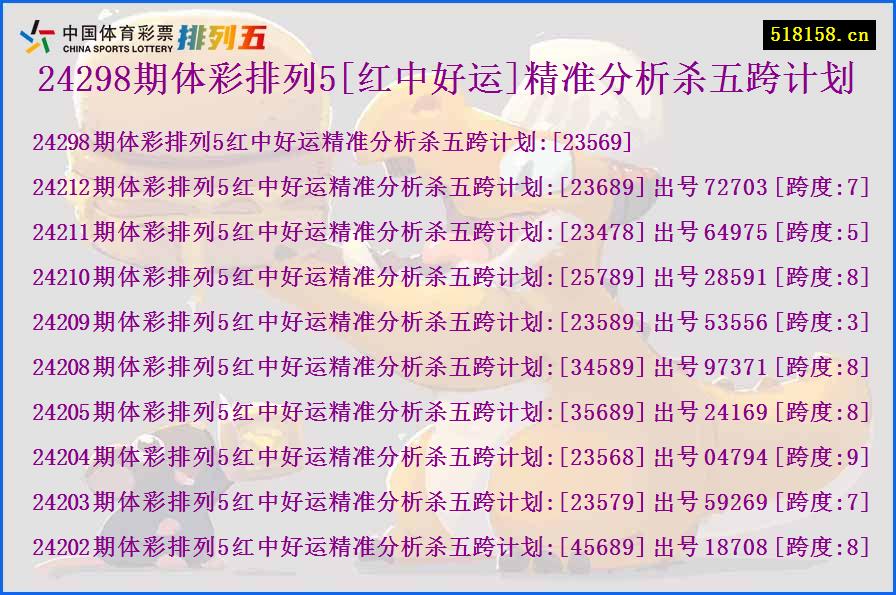 24298期体彩排列5[红中好运]精准分析杀五跨计划