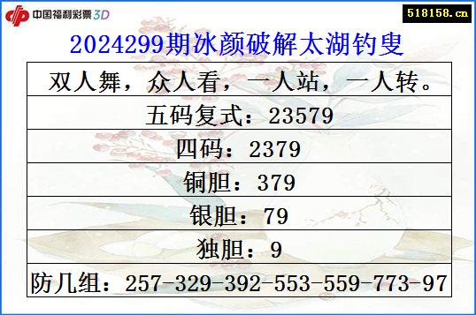 2024299期冰颜破解太湖钓叟