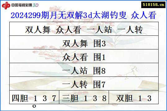 2024299期月无双解3d太湖钓叟 众人看