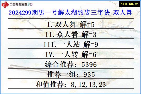 2024299期男一号解太湖钓叟三字诀 双人舞