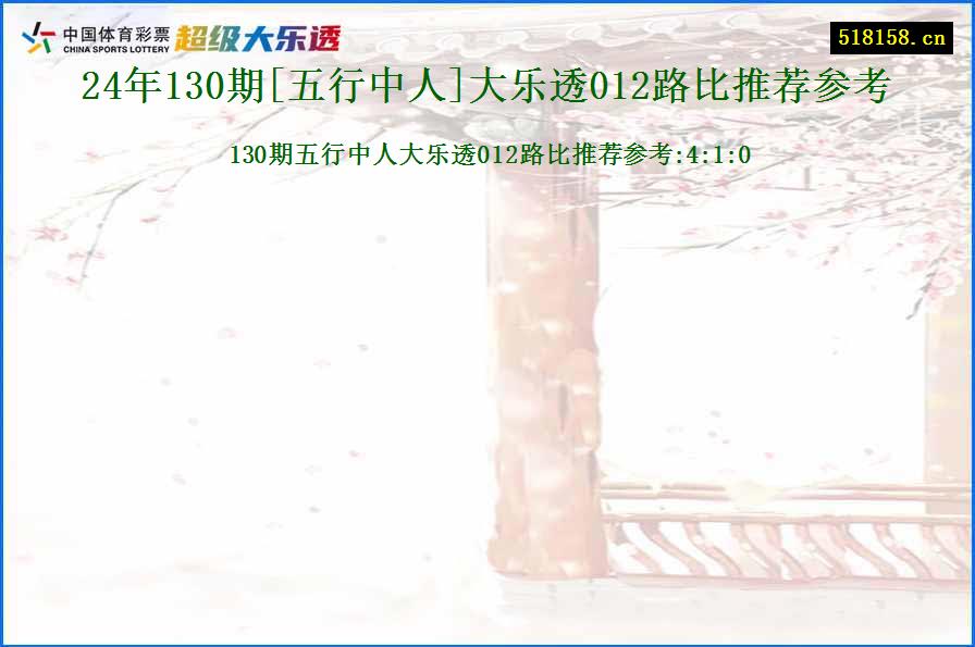 24年130期[五行中人]大乐透012路比推荐参考