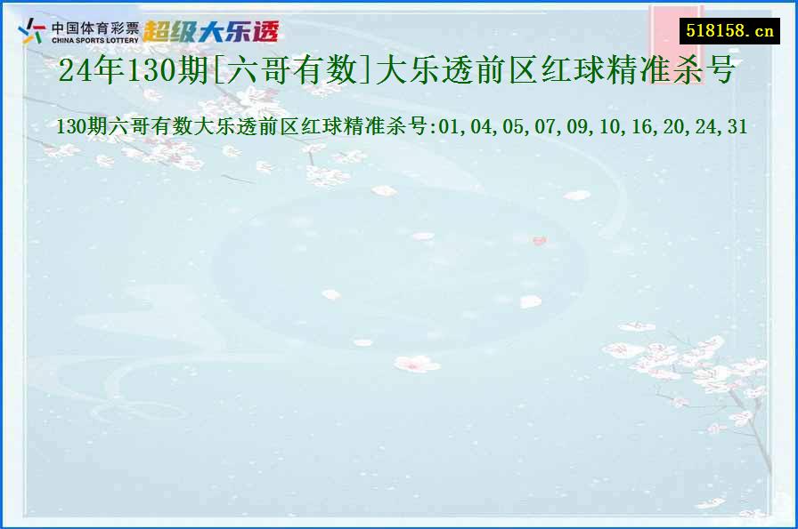 24年130期[六哥有数]大乐透前区红球精准杀号