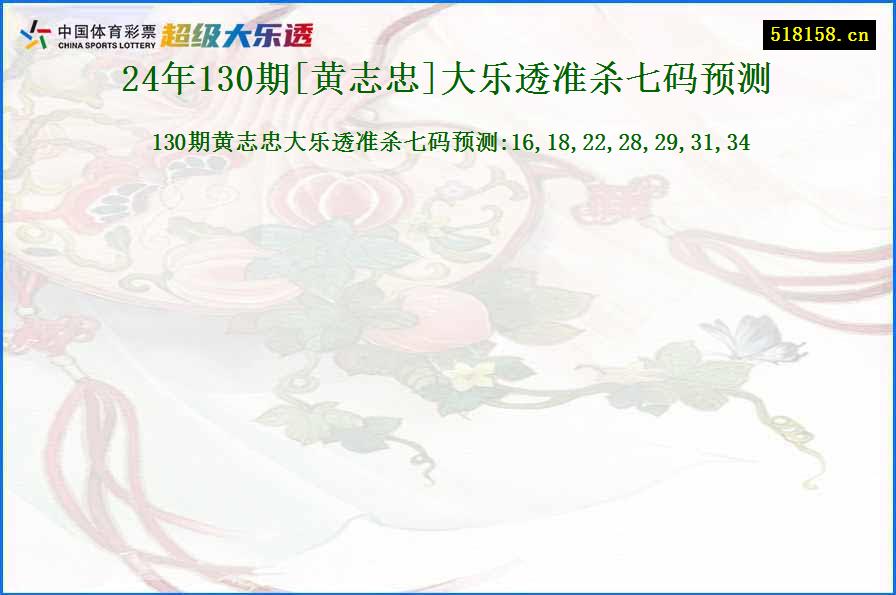 24年130期[黄志忠]大乐透准杀七码预测