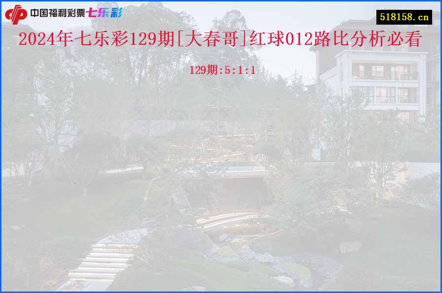 2024年七乐彩129期[大春哥]红球012路比分析必看