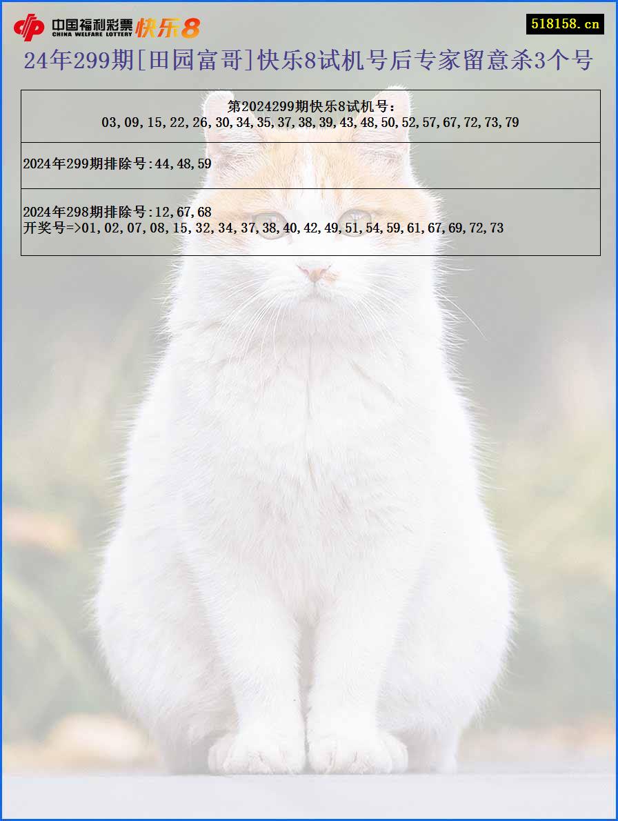 24年299期[田园富哥]快乐8试机号后专家留意杀3个号