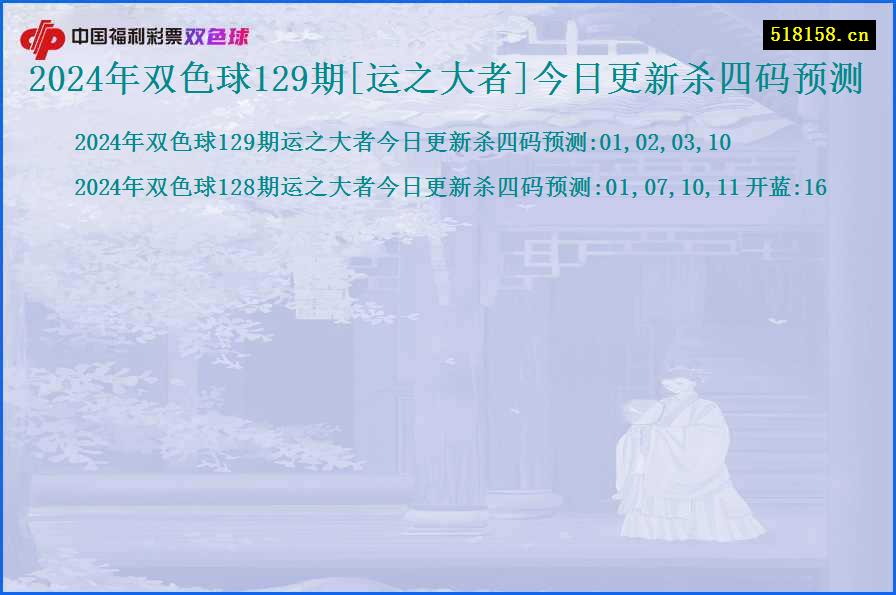 2024年双色球129期[运之大者]今日更新杀四码预测