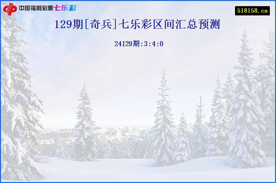 129期[奇兵]七乐彩区间汇总预测