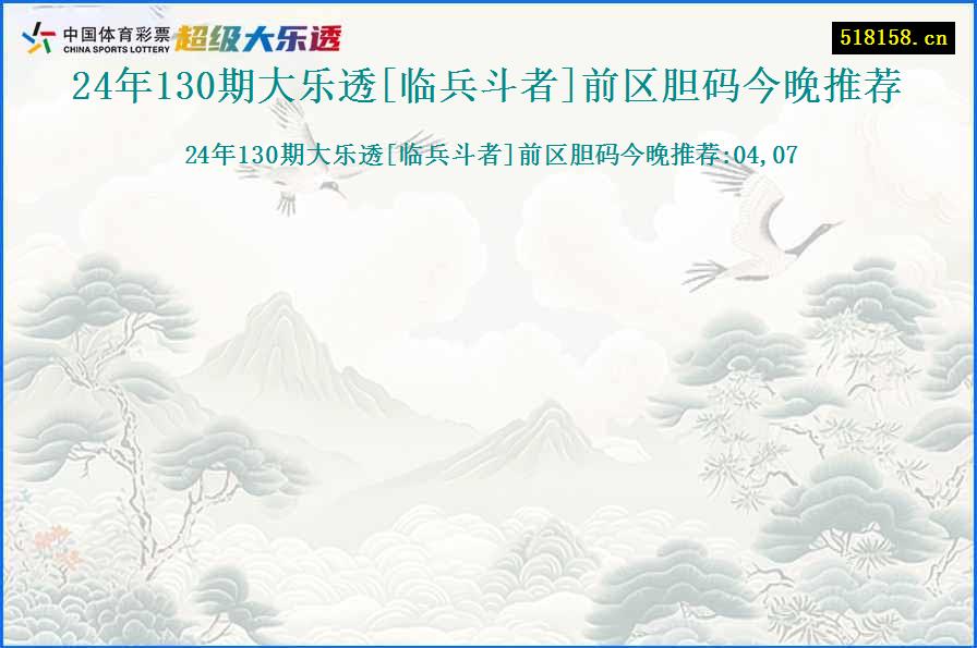 24年130期大乐透[临兵斗者]前区胆码今晚推荐