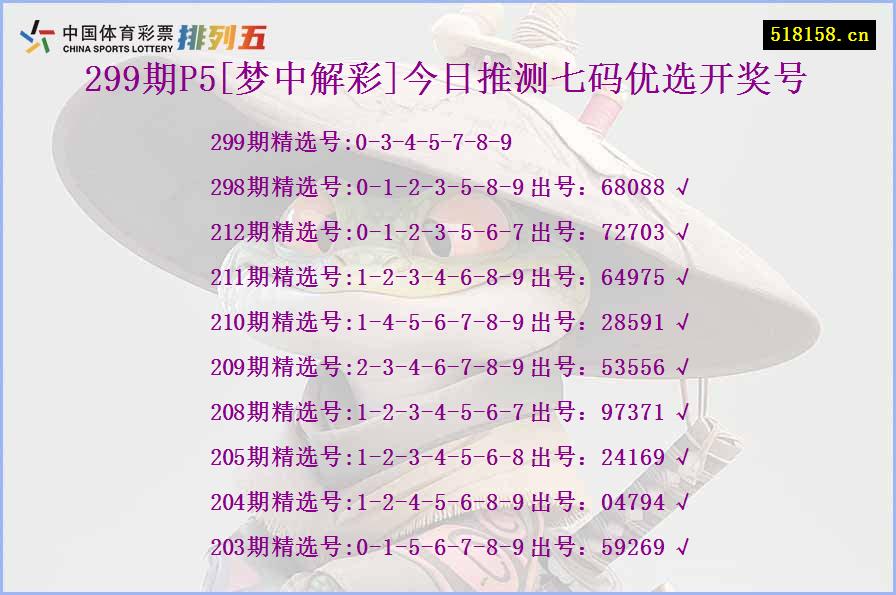 299期P5[梦中解彩]今日推测七码优选开奖号