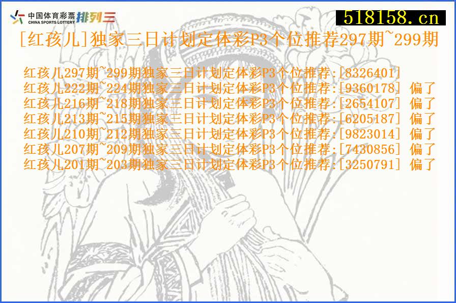 [红孩儿]独家三日计划定体彩P3个位推荐297期~299期