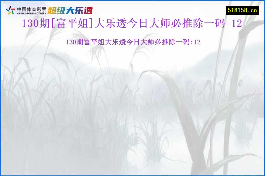 130期[富平姐]大乐透今日大师必推除一码=12