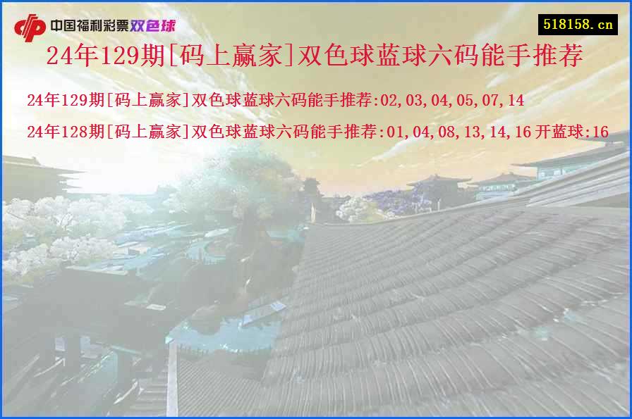 24年129期[码上赢家]双色球蓝球六码能手推荐