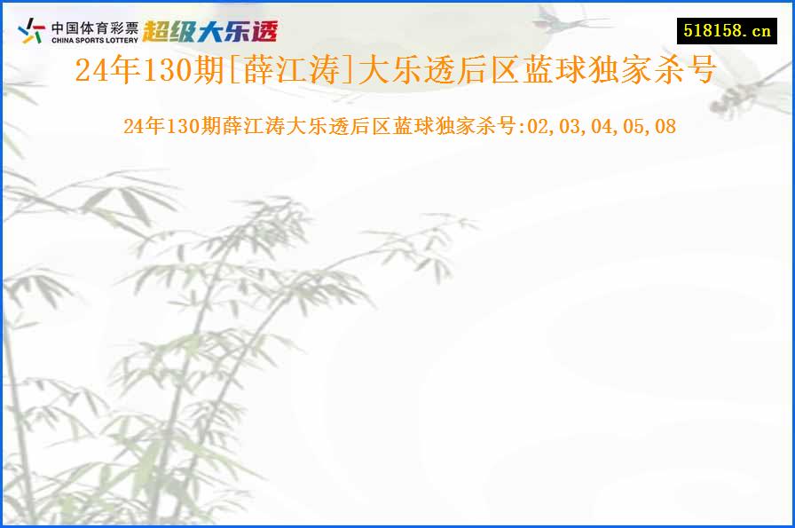 24年130期[薛江涛]大乐透后区蓝球独家杀号