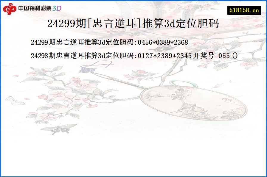 24299期[忠言逆耳]推算3d定位胆码