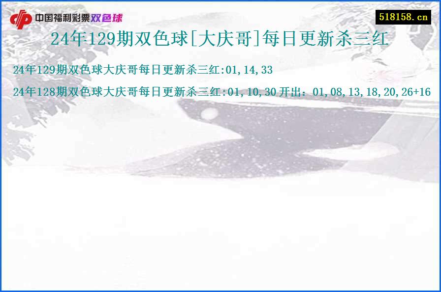 24年129期双色球[大庆哥]每日更新杀三红