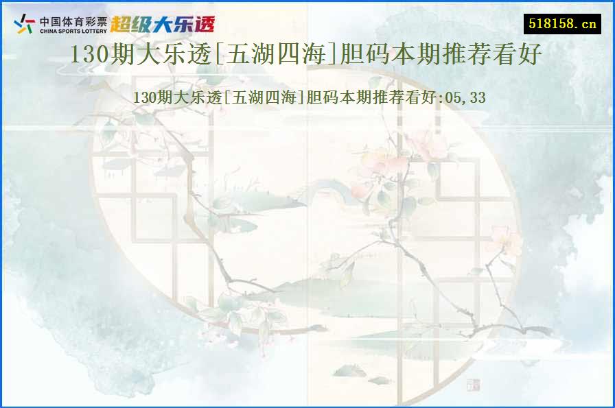 130期大乐透[五湖四海]胆码本期推荐看好