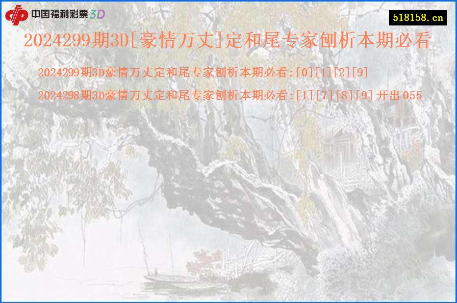 2024299期3D[豪情万丈]定和尾专家刨析本期必看