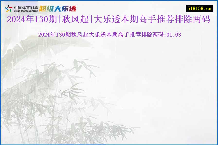 2024年130期[秋风起]大乐透本期高手推荐排除两码