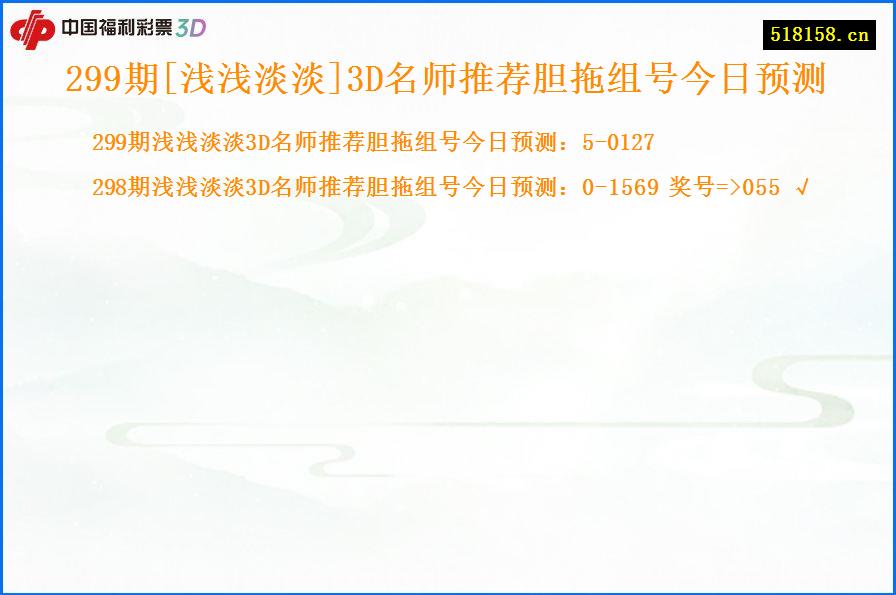 299期[浅浅淡淡]3D名师推荐胆拖组号今日预测