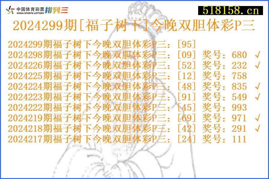 2024299期[福子树下]今晚双胆体彩P三