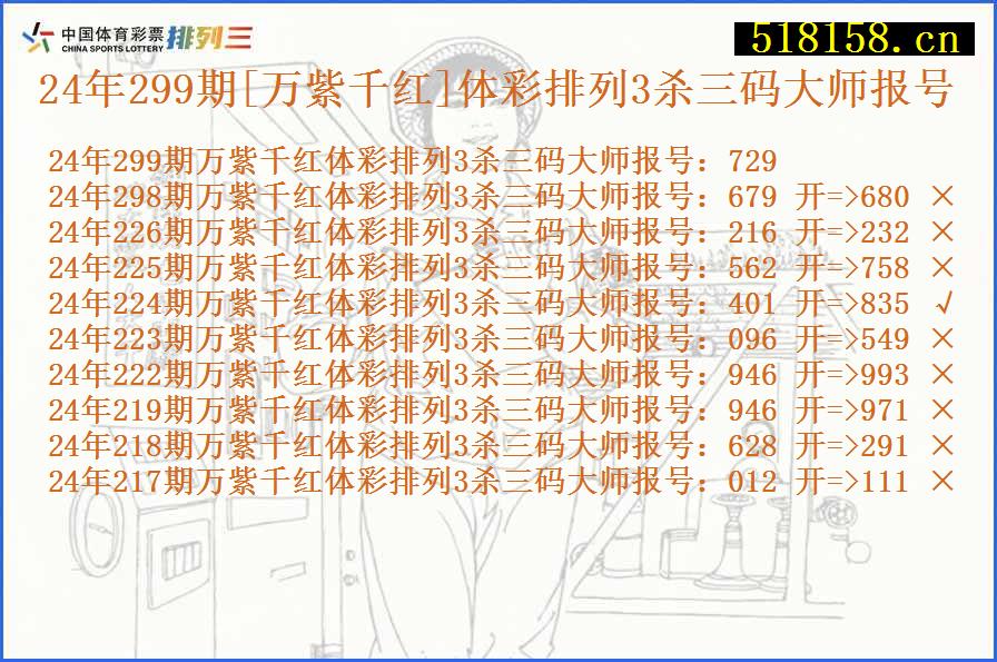 24年299期[万紫千红]体彩排列3杀三码大师报号