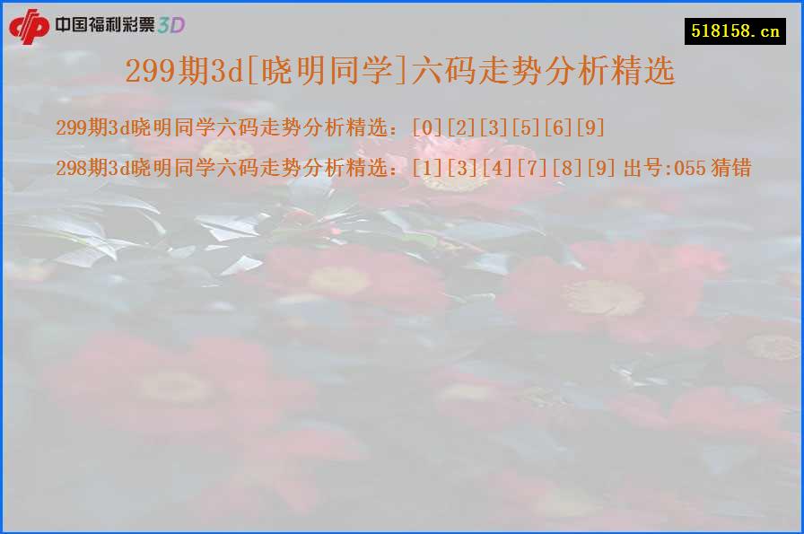 299期3d[晓明同学]六码走势分析精选