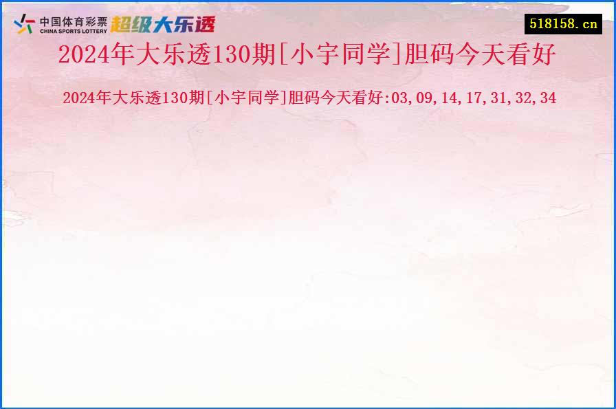 2024年大乐透130期[小宇同学]胆码今天看好