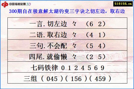 300期自在极意解太湖钓叟三字诀之切左边，取右边