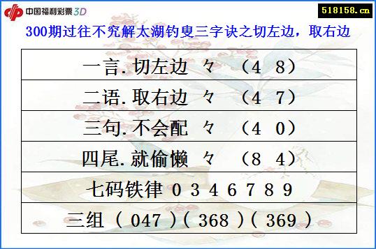 300期过往不究解太湖钓叟三字诀之切左边，取右边