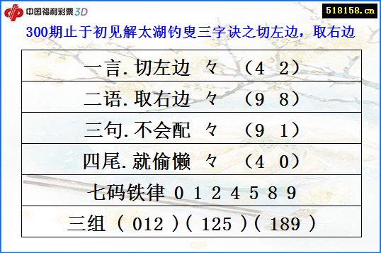 300期止于初见解太湖钓叟三字诀之切左边，取右边