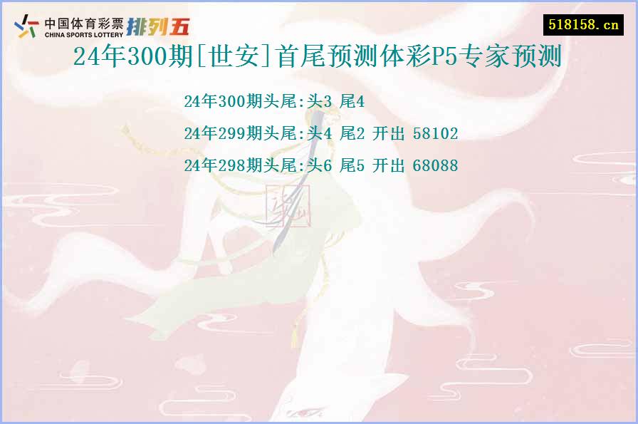 24年300期[世安]首尾预测体彩P5专家预测