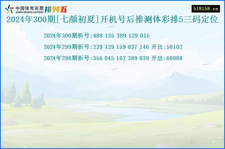 2024年300期[七颜初夏]开机号后推测体彩排5三码定位