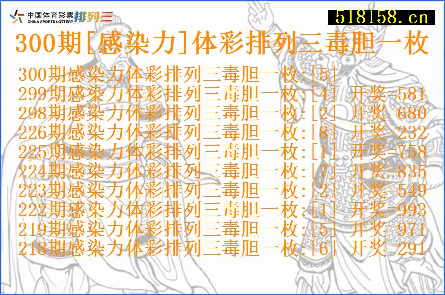 300期[感染力]体彩排列三毒胆一枚