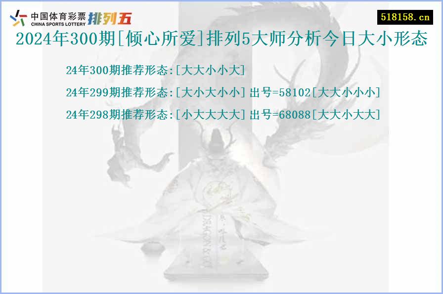 2024年300期[倾心所爱]排列5大师分析今日大小形态