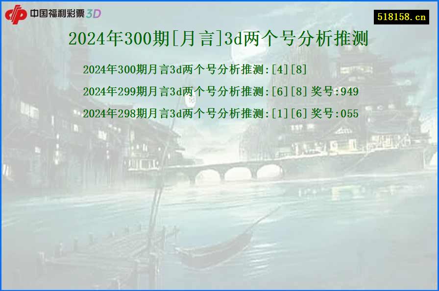 2024年300期[月言]3d两个号分析推测