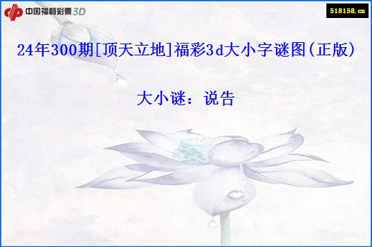 24年300期[顶天立地]福彩3d大小字谜图(正版)